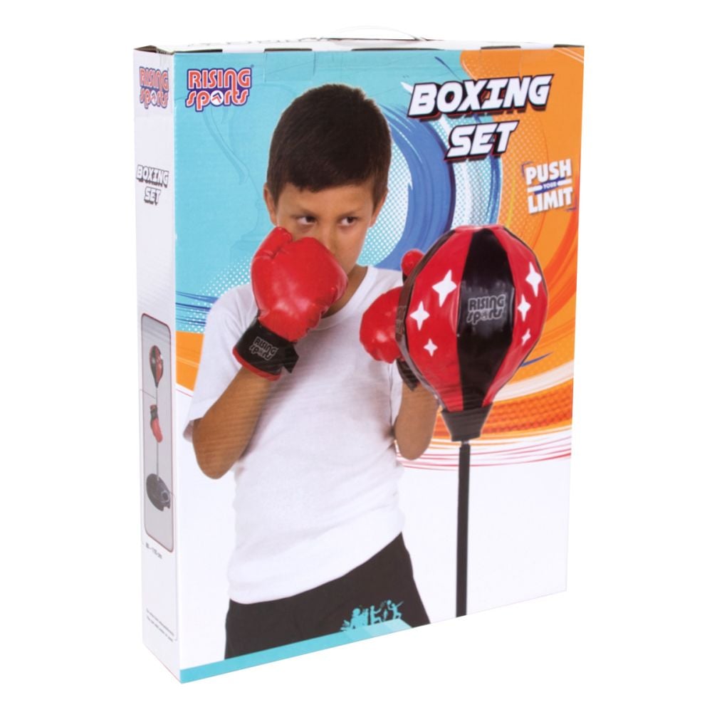 Set de box minge cu stand reglabil si manusi, Rising Sports, 80-110 cm
