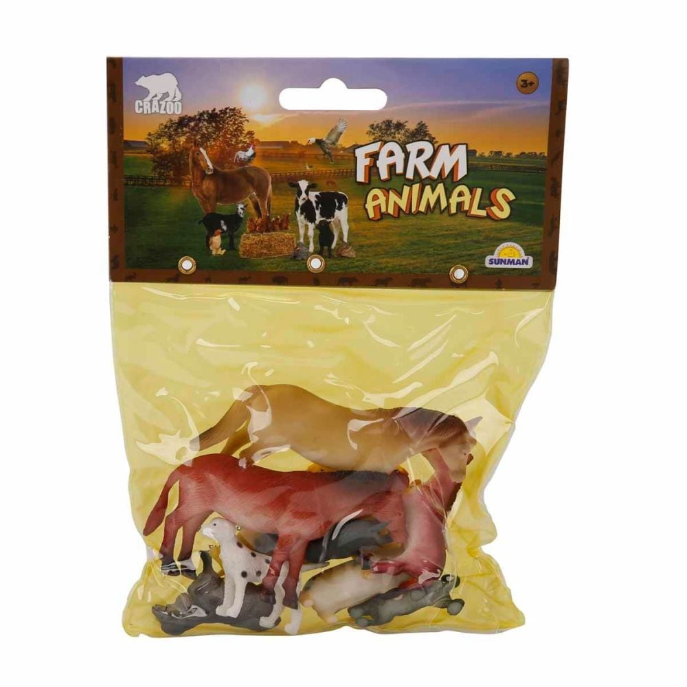 Set figurine animale de la ferma in punga mica, Crazoo
