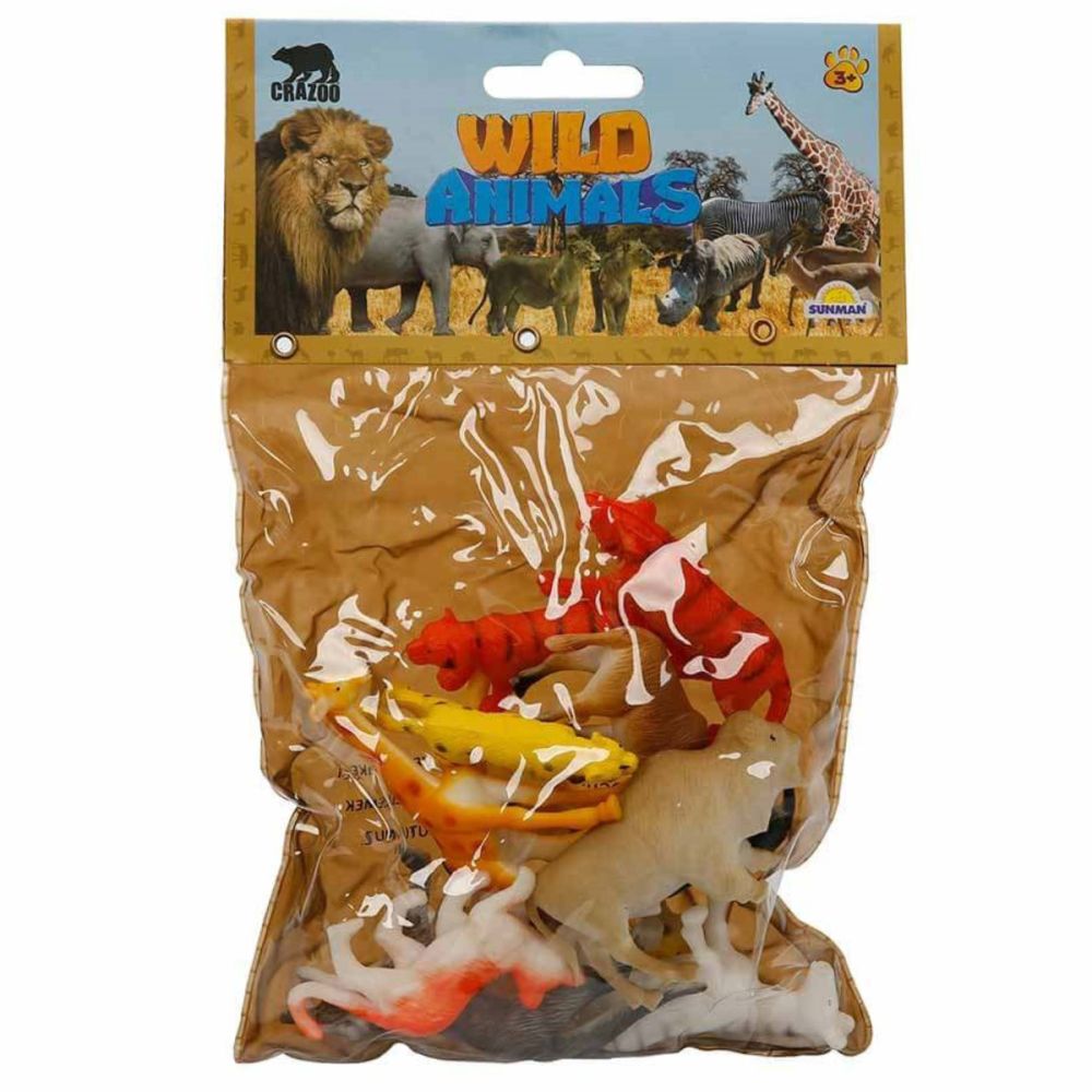 Set figurine animale salbatice in punga mica, Crazoo