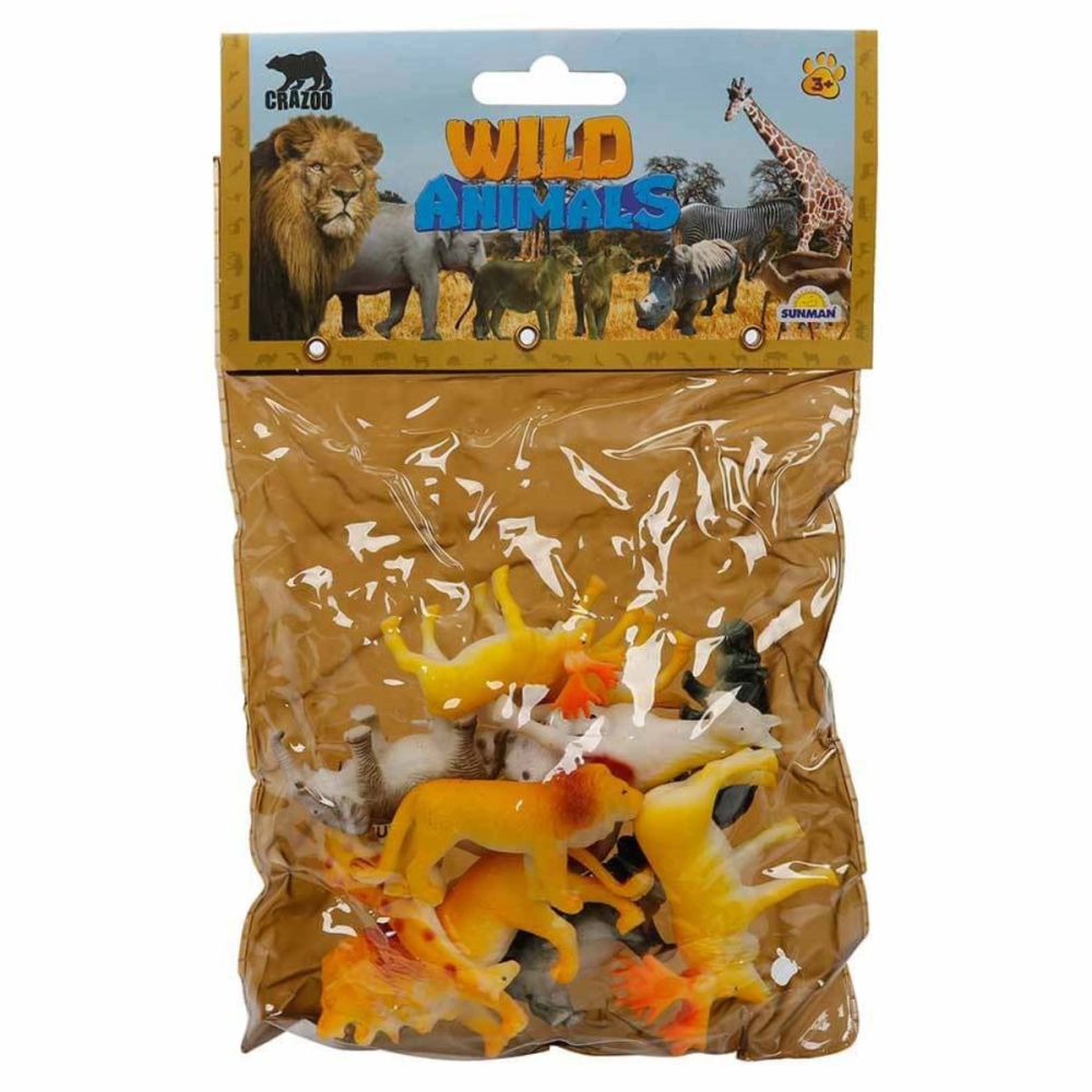 Set figurine animale salbatice in punga mica, Crazoo