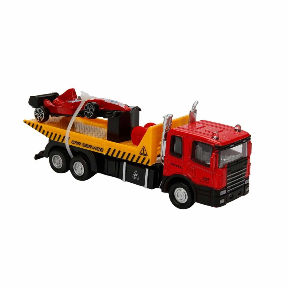 Set camion transportator cu masina de curse, Maxx Wheels, 16 cm