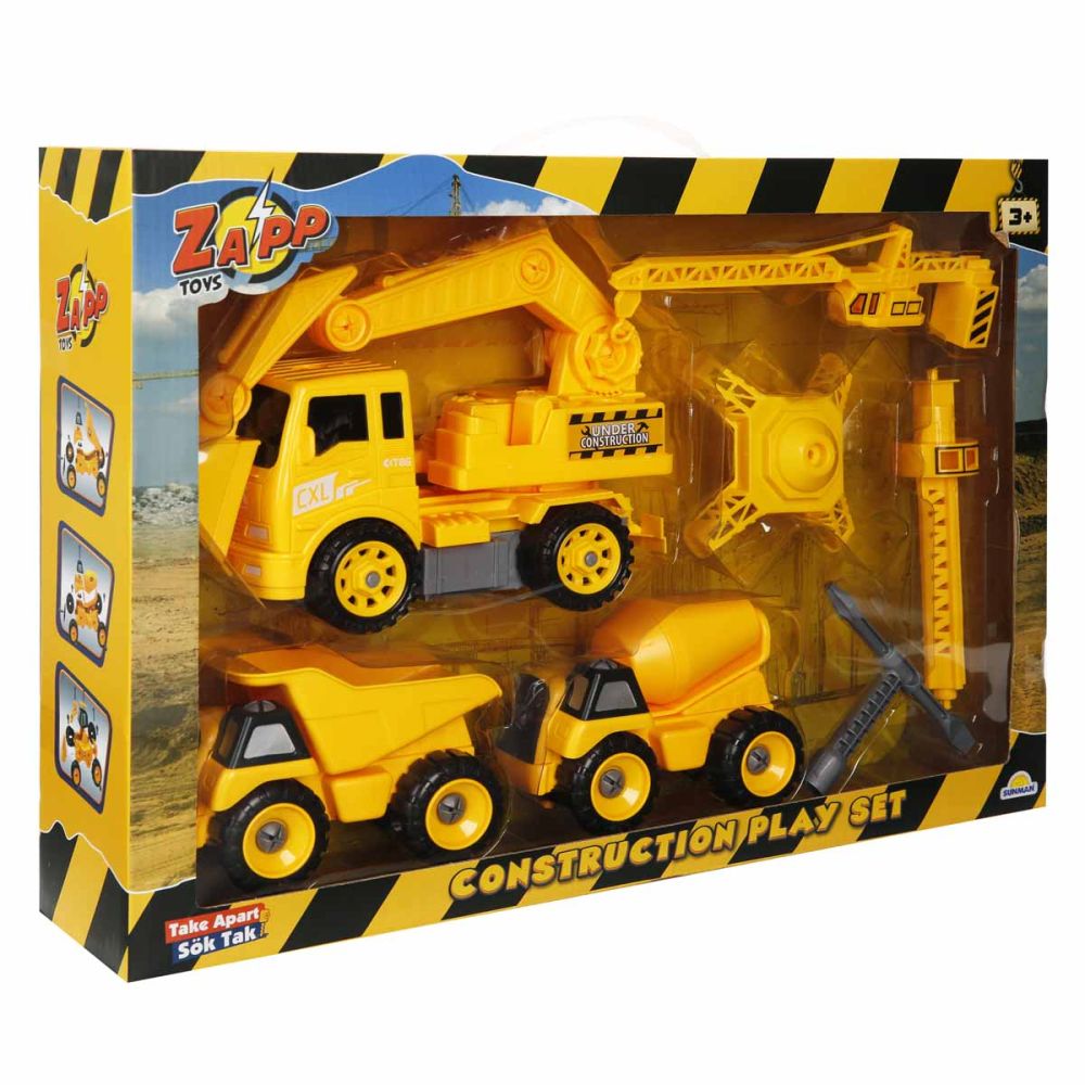 Set 3 vehicule de constructie si accesorii, Zapp Toys | Noriel