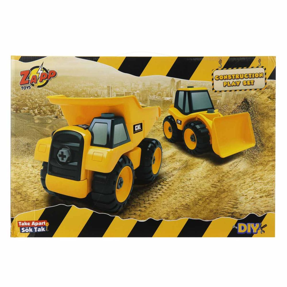 Set 3 vehicule de constructie si accesorii, Zapp Toys
