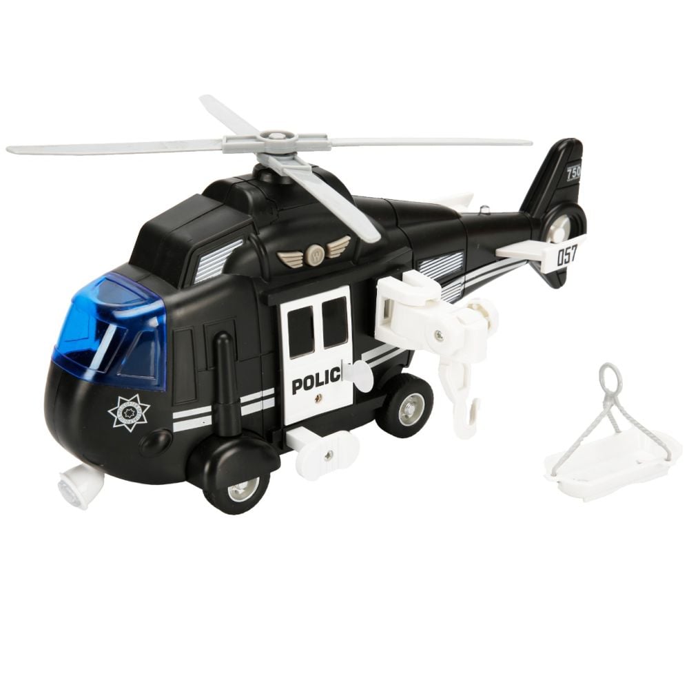 Elicopter de politie cu lumini si sunete, Cool Machines, 1:16, Negru