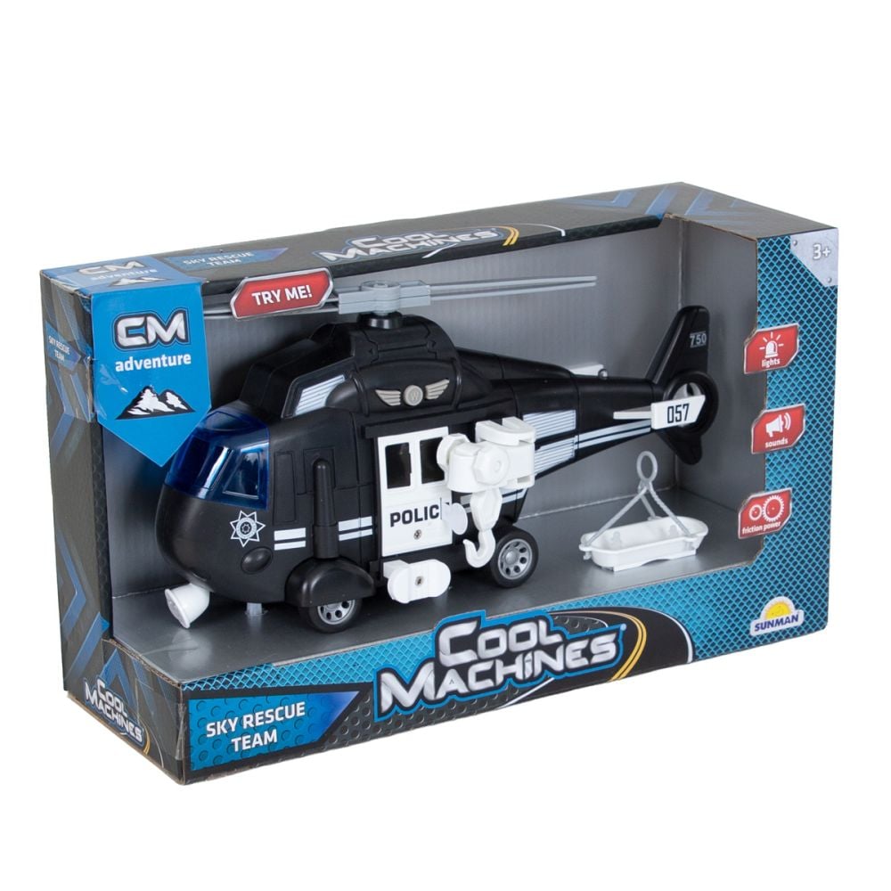 Elicopter de politie cu lumini si sunete, Cool Machines, 1:16, Negru