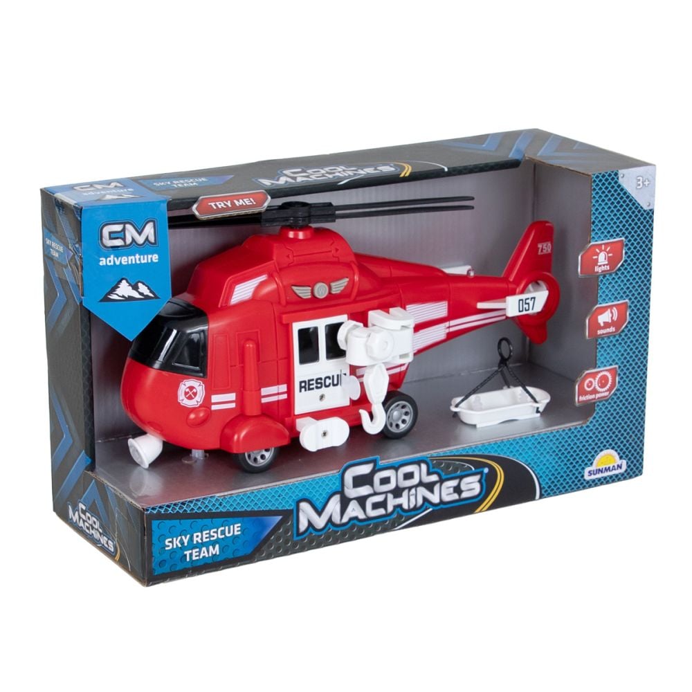 Elicopter de interventie cu lumini si sunete, Cool Machines, 1:16, Rosu