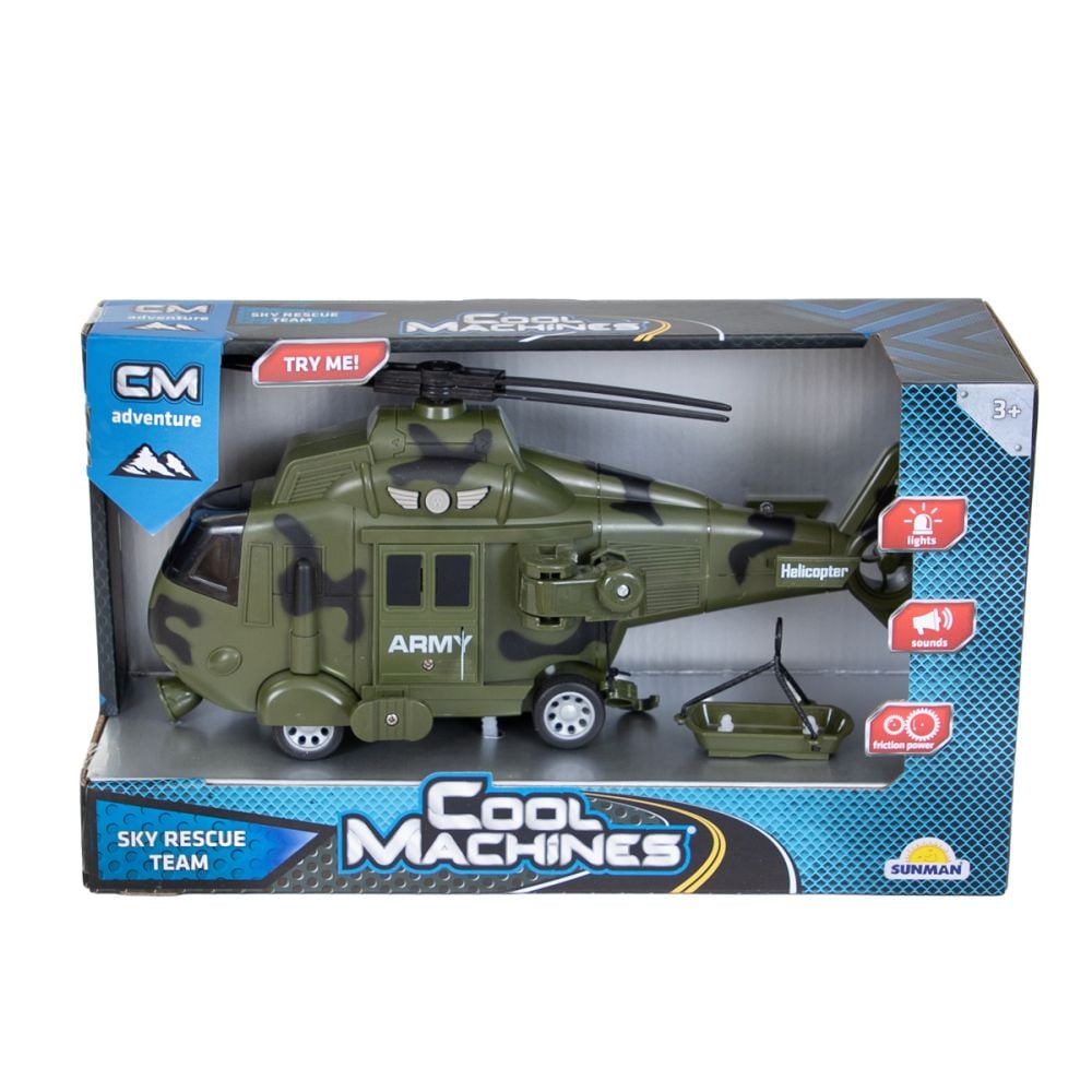 Elicopter de armata cu lumini si sunete, Cool Machines, 1:16, Verde