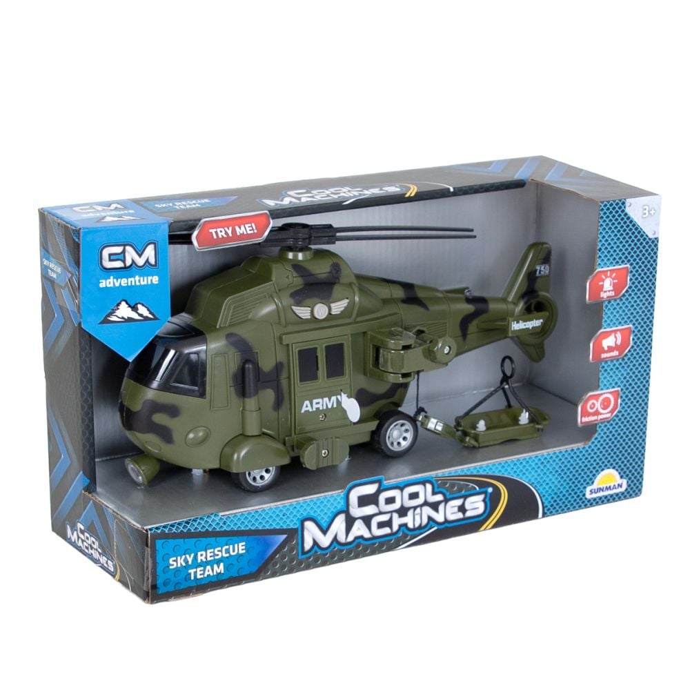 Elicopter de armata cu lumini si sunete, Cool Machines, 1:16, Verde