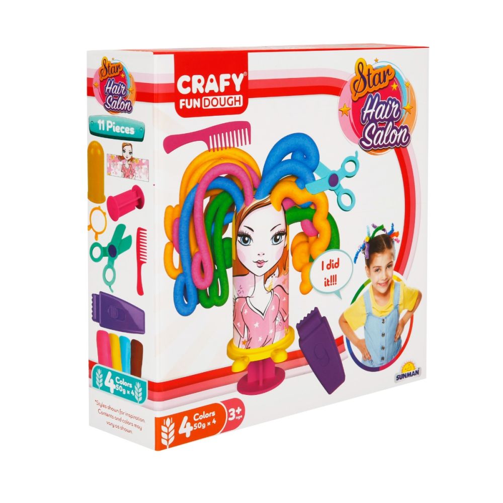 Set de modelare din plastilina pentru coafat, Crafy, 11 piese, 200 g