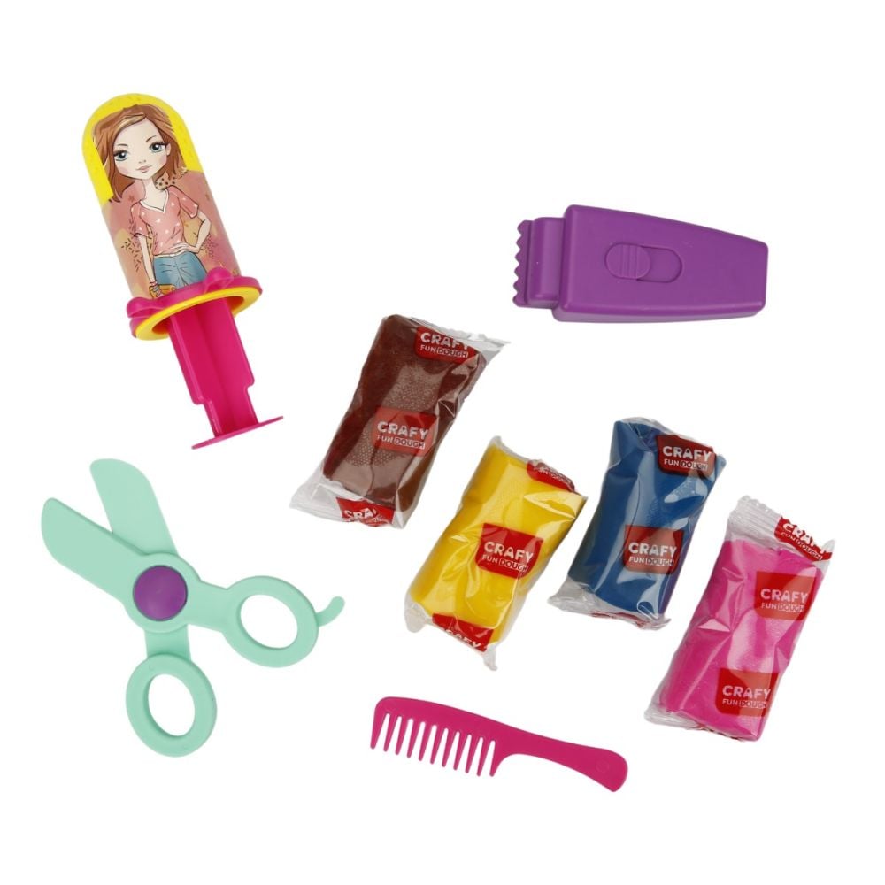 Set de modelare din plastilina pentru coafat, Crafy, 11 piese, 200 g
