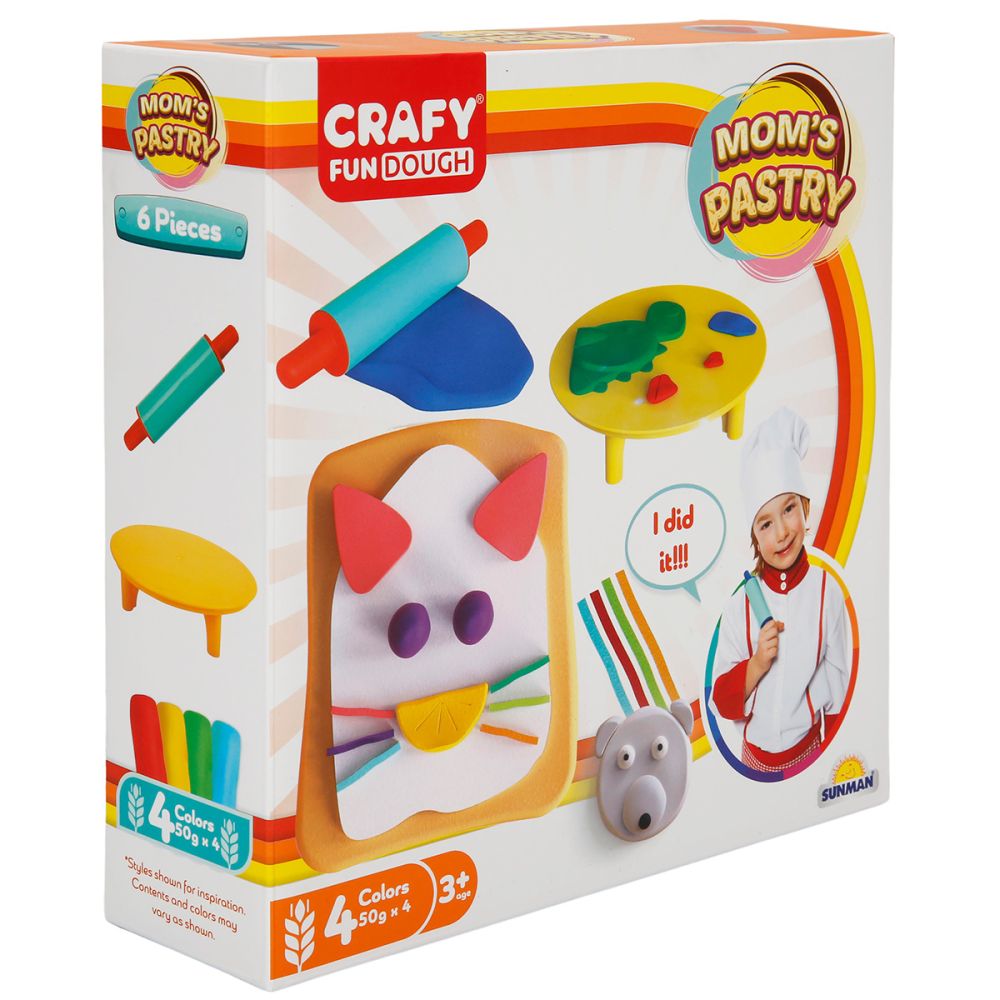 Set de modelare din plastilina, pentru patiserie, Crafy, 6 piese, 200g