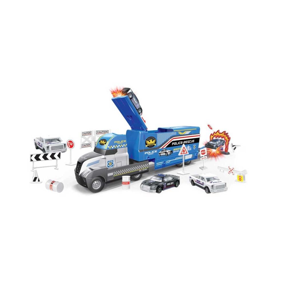 Transportator cu 2 masini politie, Maxx Wheels, 30 cm