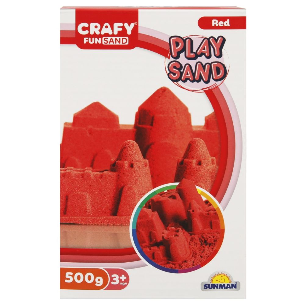 Nisip kinetic, Crafy, Play Sand, 500g, Rosu