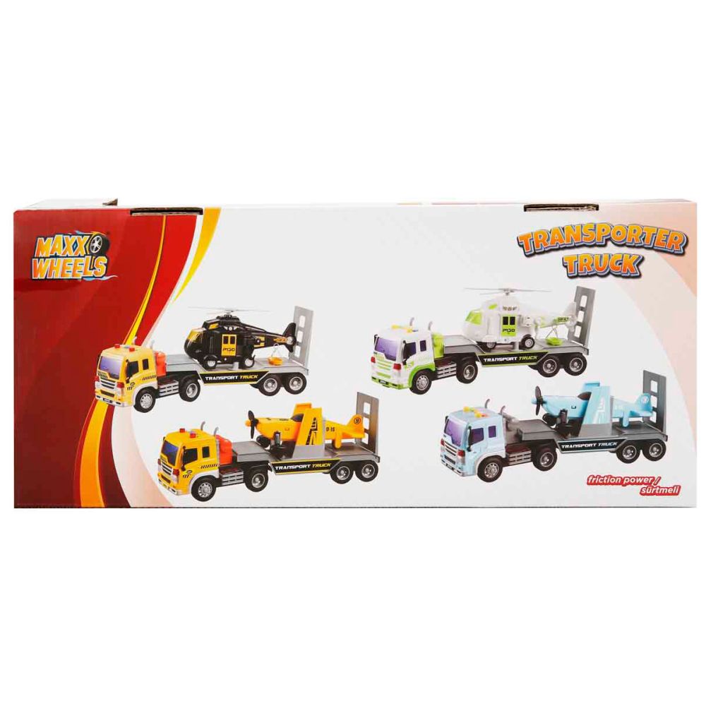 Set transportator cu elicopter, Maxx Wheels, Alb, 1:16
