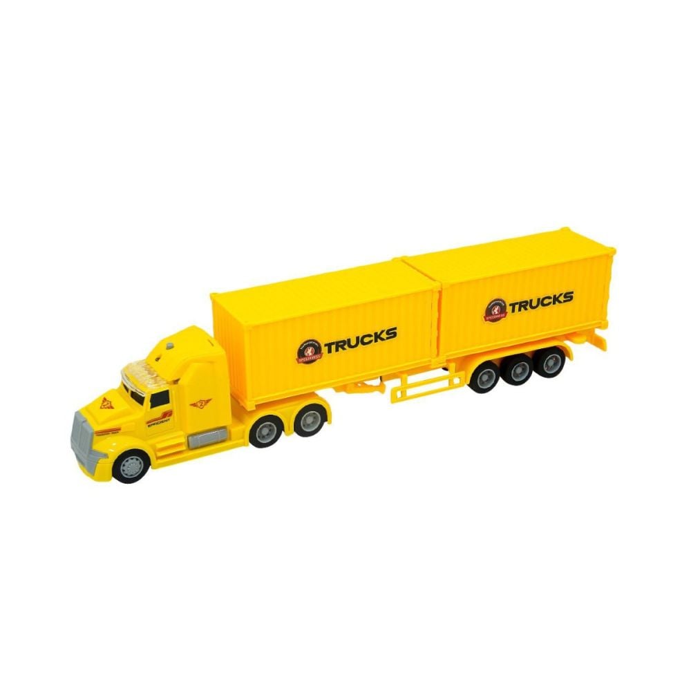 Masina de transportat containere cu lumini si sunete Maxx Wheels, 1:50, Galben