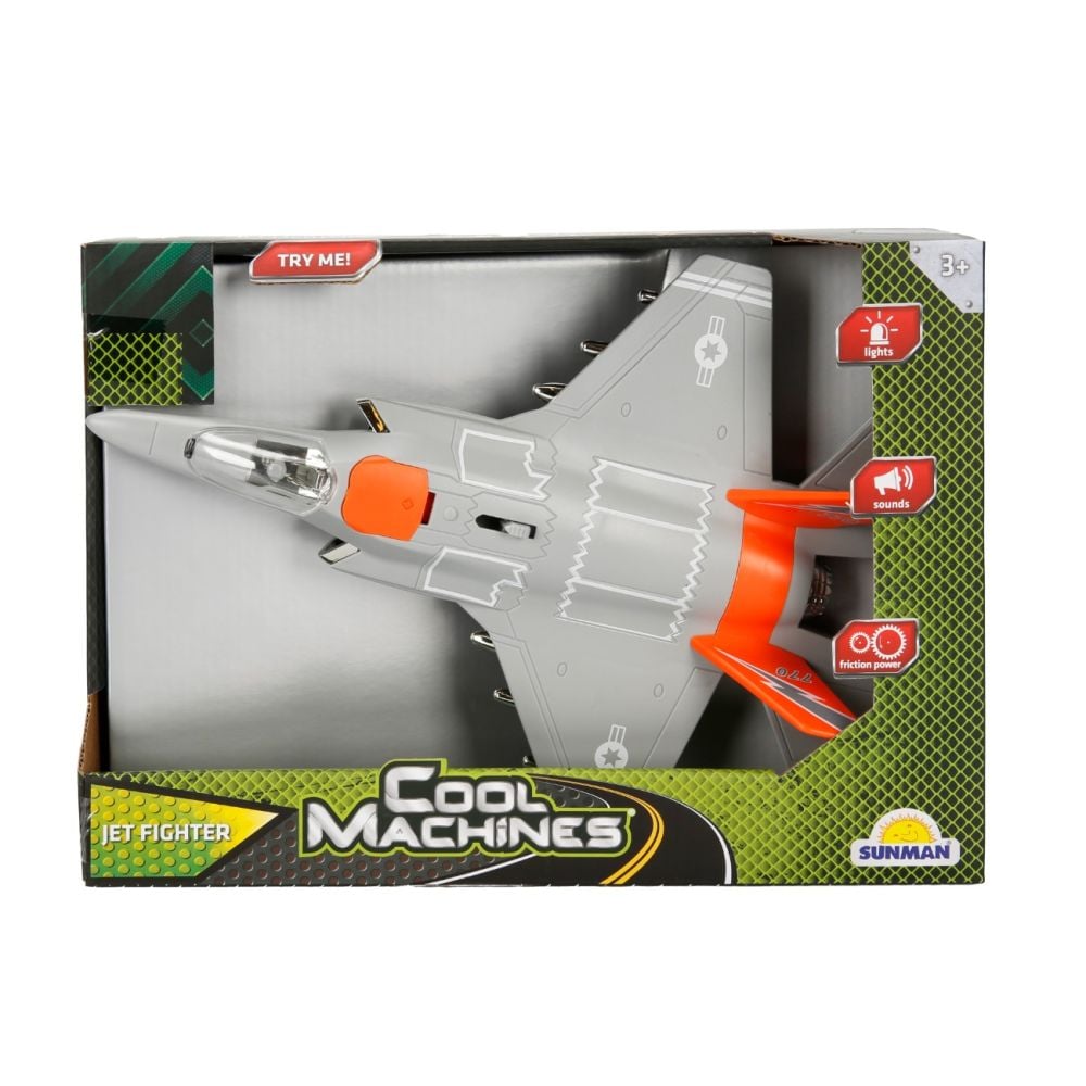 Avion Jet Fighter cu lumini si sunete, Cool Machines, 1:16, Portocaliu