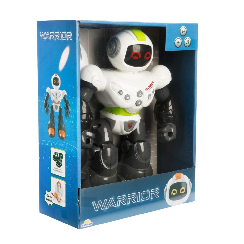 Robot cu lumini si sunete, Sunman, Warrior, Galben, 29 cm