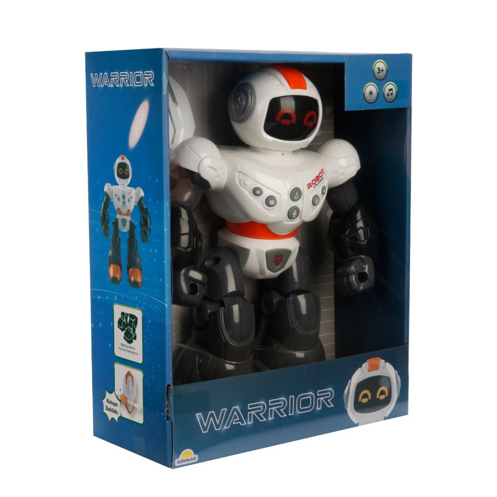 Robot cu lumini si sunete, Sunman, Warrior, Portocaliu, 29 cm
