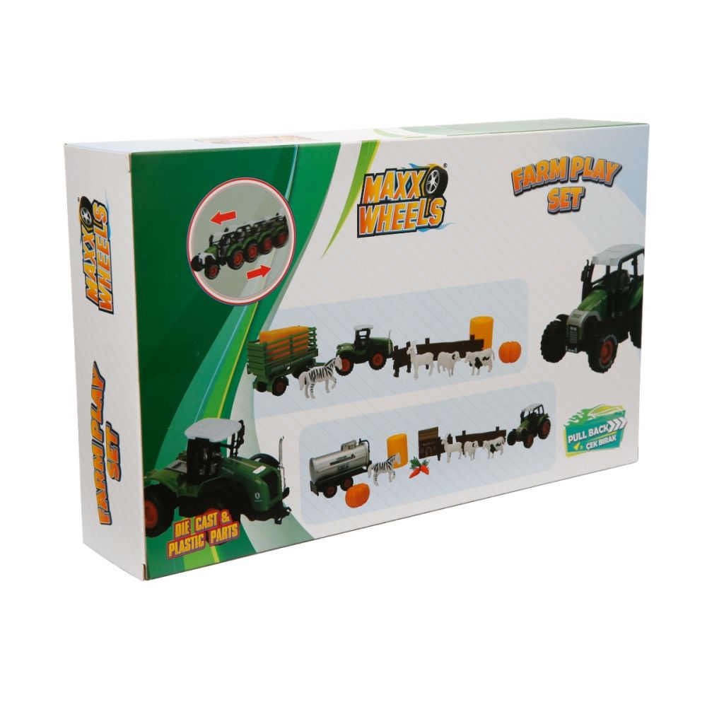 Set tractor cu accesorii agricole, Maxx Wheels, Remorca