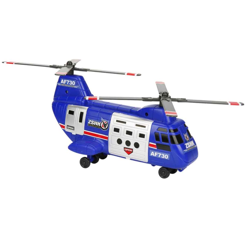 Elicopter de marfa cu 4 mini vehicule, Maxx Wheels, Albastru