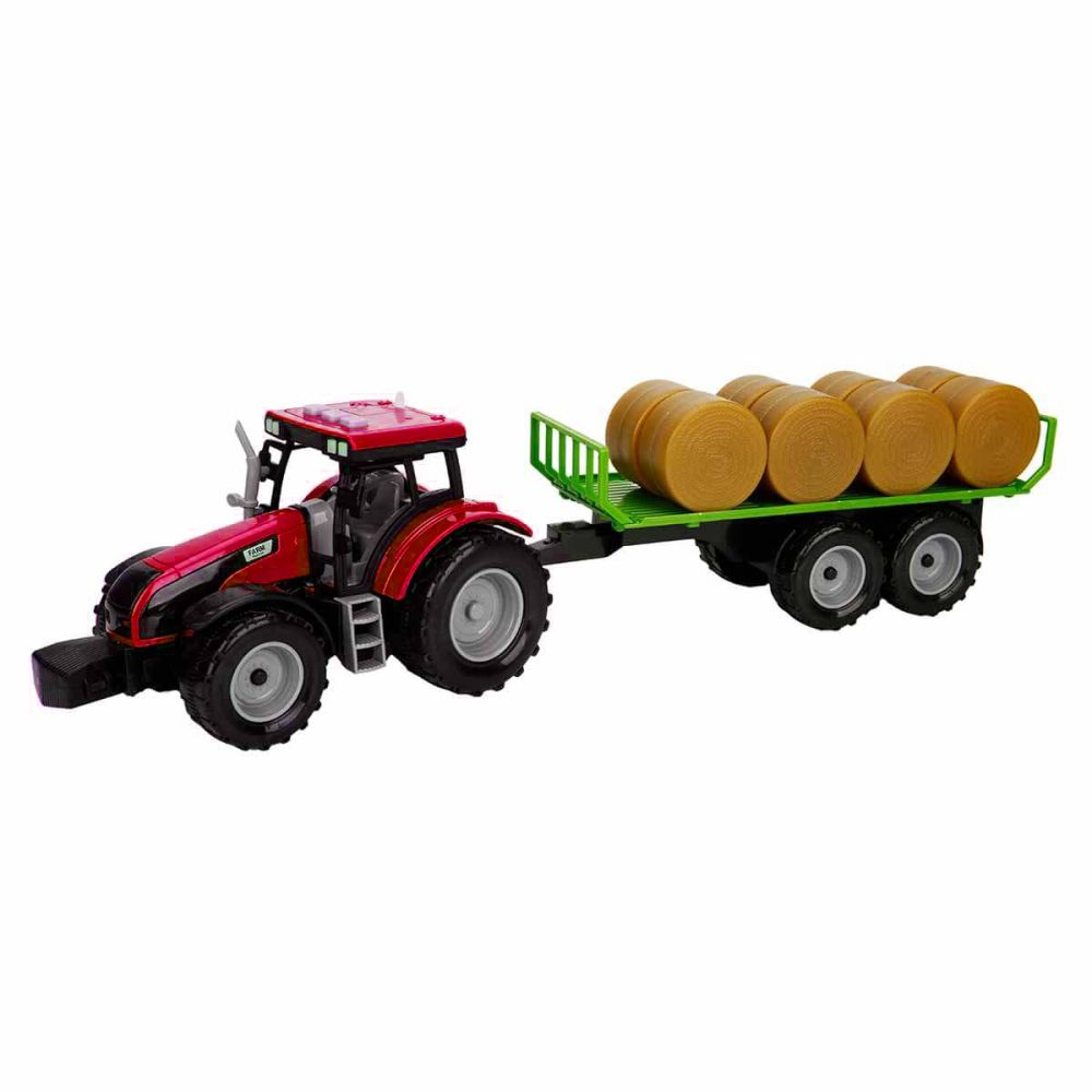 Tractor rosu cu remerca cu fan, cu lumini si sunete, Maxx Wheels, 44 cm