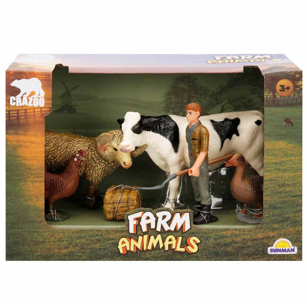 Set 5 figurine, Crazoo, Animale de la ferma, Vaca