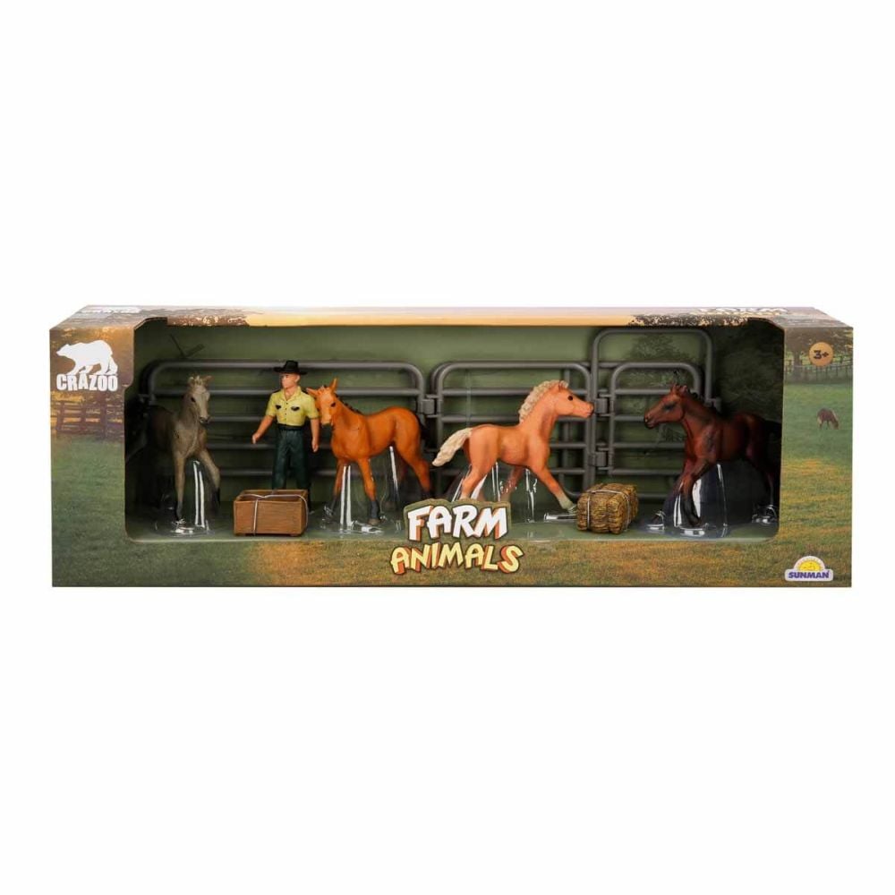 Set figurine, Crazoo, Animale de la ferma, Cal gri