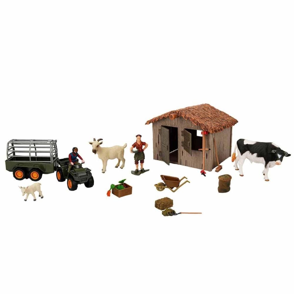 Set figurine, Crazoo, Animale de la ferma, Taur, Ied si Tap