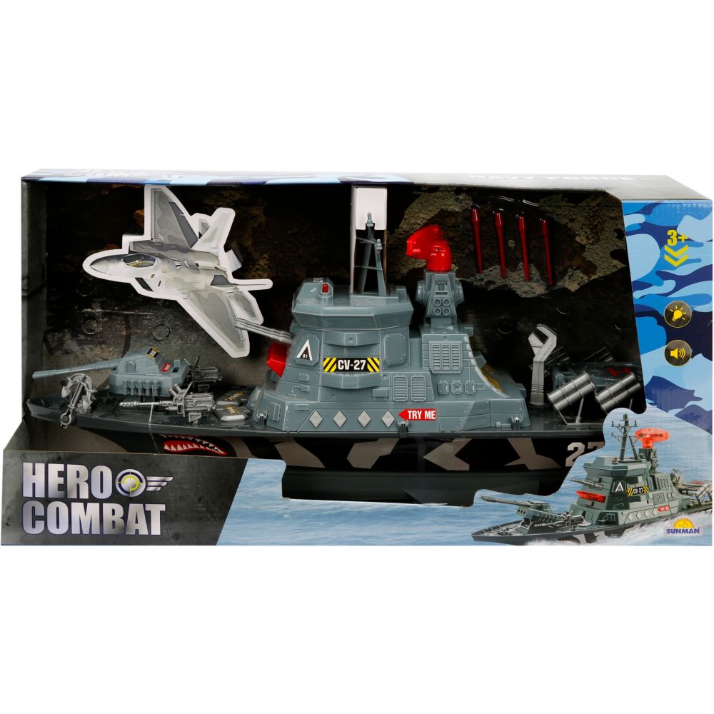 Nava militara cu lumini si sunete, Hero Combat, 58 cm
