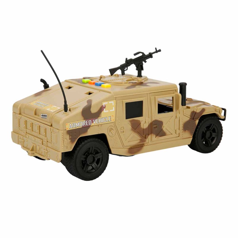 Jeep militar cu lumini si sunete, Hero Combat, 23 cm, Maro
