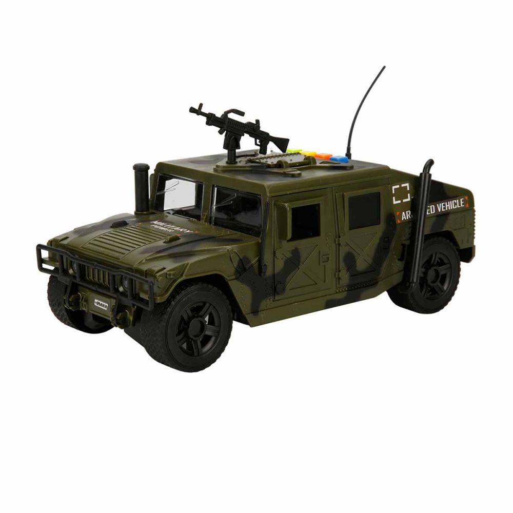 Jeep militar cu lumini si sunete, Hero Combat, 23 cm, Verde