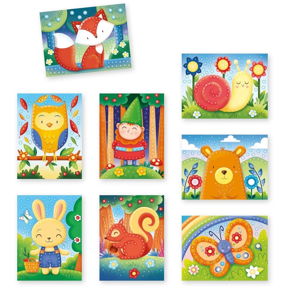 Set Mozaic Pin cu suport, Quercetti, Padure, 300 piese