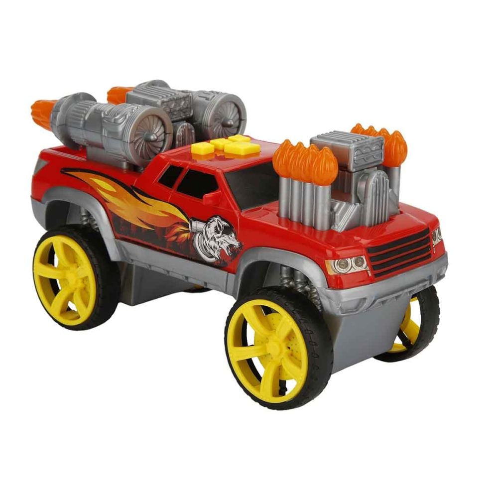 Camioneta cu Lumini si Sunete, Maxx Wheels, Rosu, 23 cm