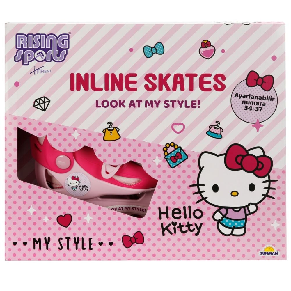 Role reglabile, Rising Sports, Hello Kitty, Marime 34-37, Roz