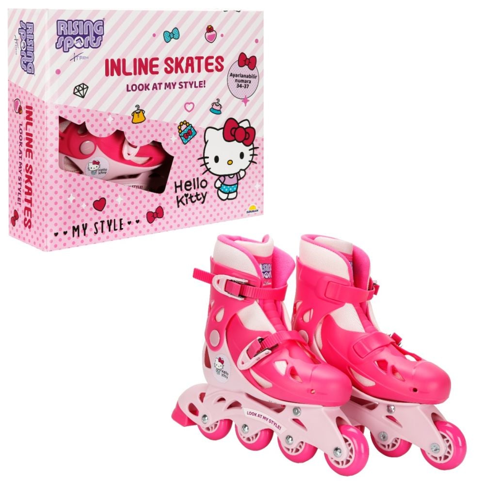 Role reglabile, Rising Sports, Hello Kitty, Marime 34-37, Roz