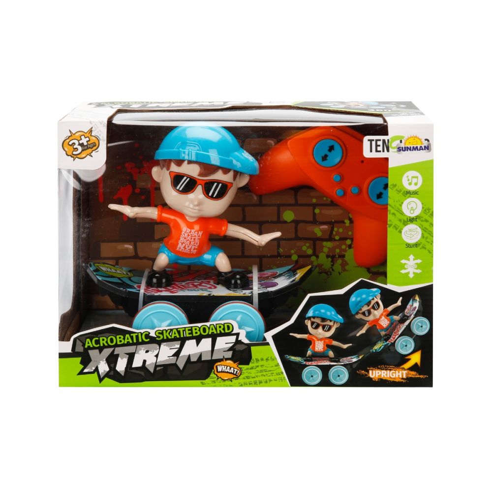 Figurina pe skateboard cu telecomanda, Xtreme Acrobatic Skateboard