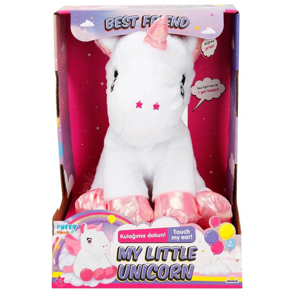 Jucarie de plus interactiva Puffy Friends, Micul meu unicorn iluminat