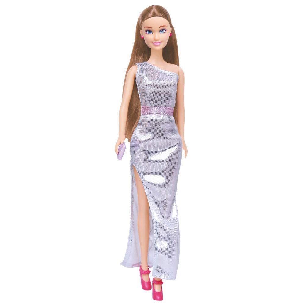 Papusa Alisha, in rochie de seara, Argintie
