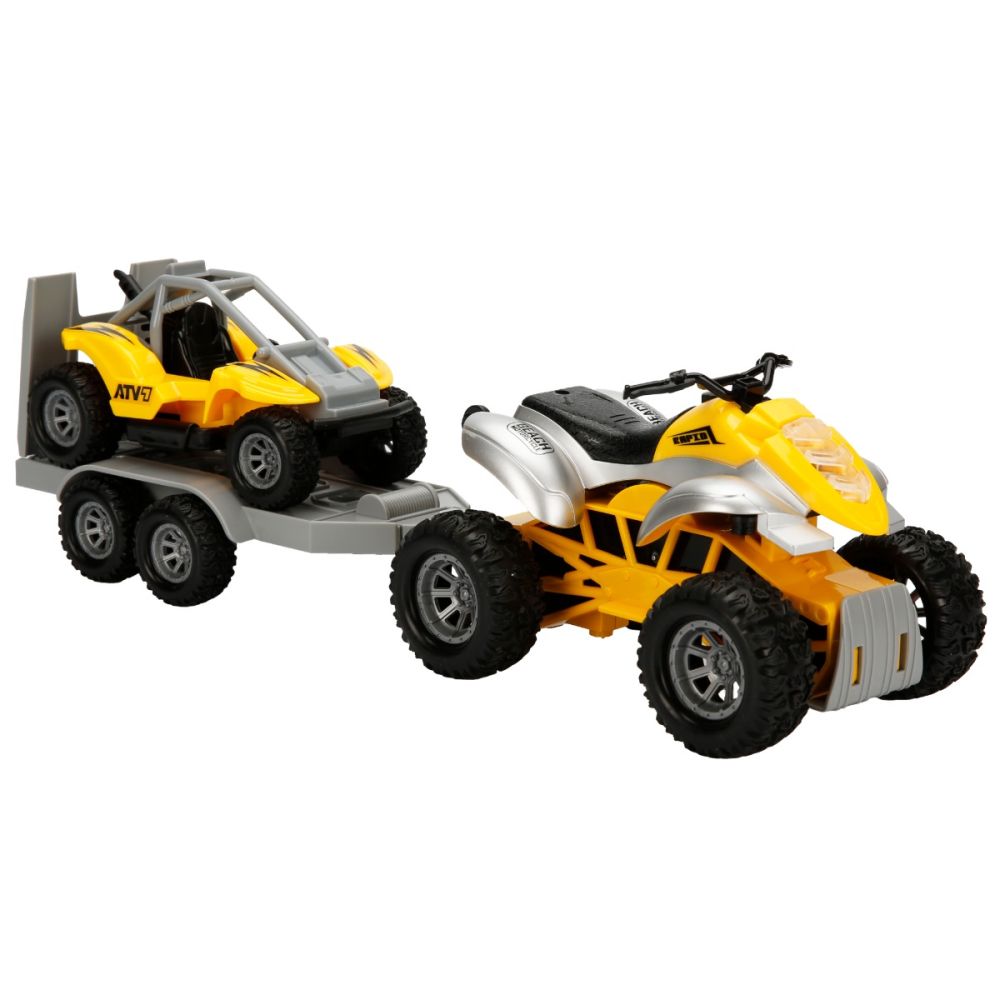 Set Super ATV cu remorca si barca, Maxx Wheels, Galben