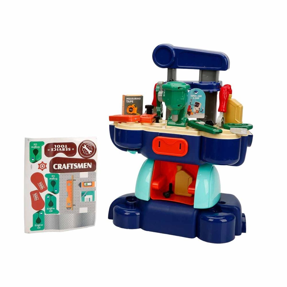 Set de joaca, motocicleta cu atelier de reparatii, 44 piese