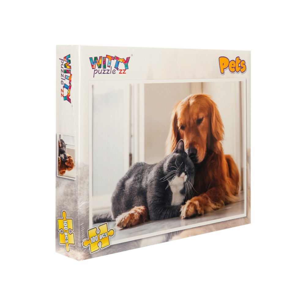 Puzzle Witty Puzzlezz, 100 piese, Pisica si cainele