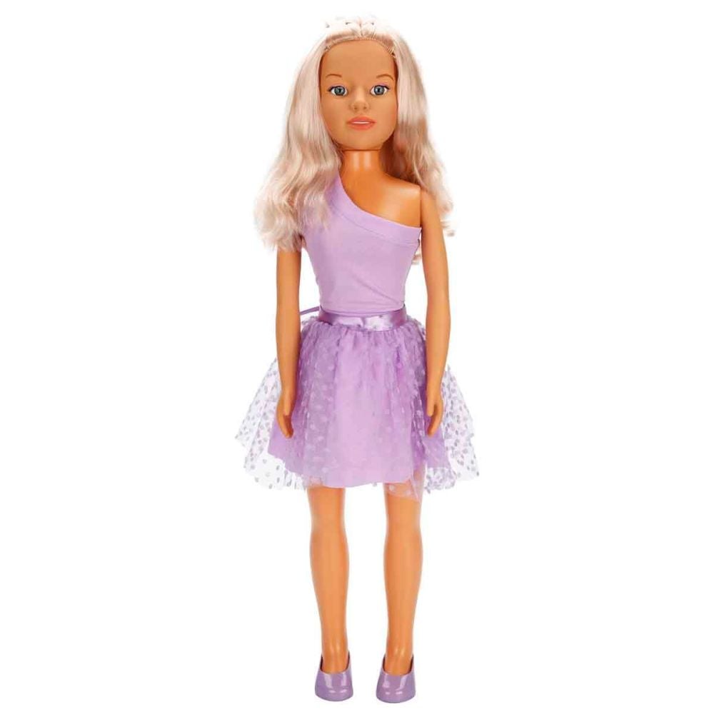 Papusa Clara in tinuta de petrecere, Dollz n More, cu rochie mov, 80 cm