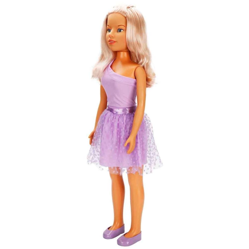 Papusa Clara in tinuta de petrecere, Dollz n More, cu rochie mov, 80 cm