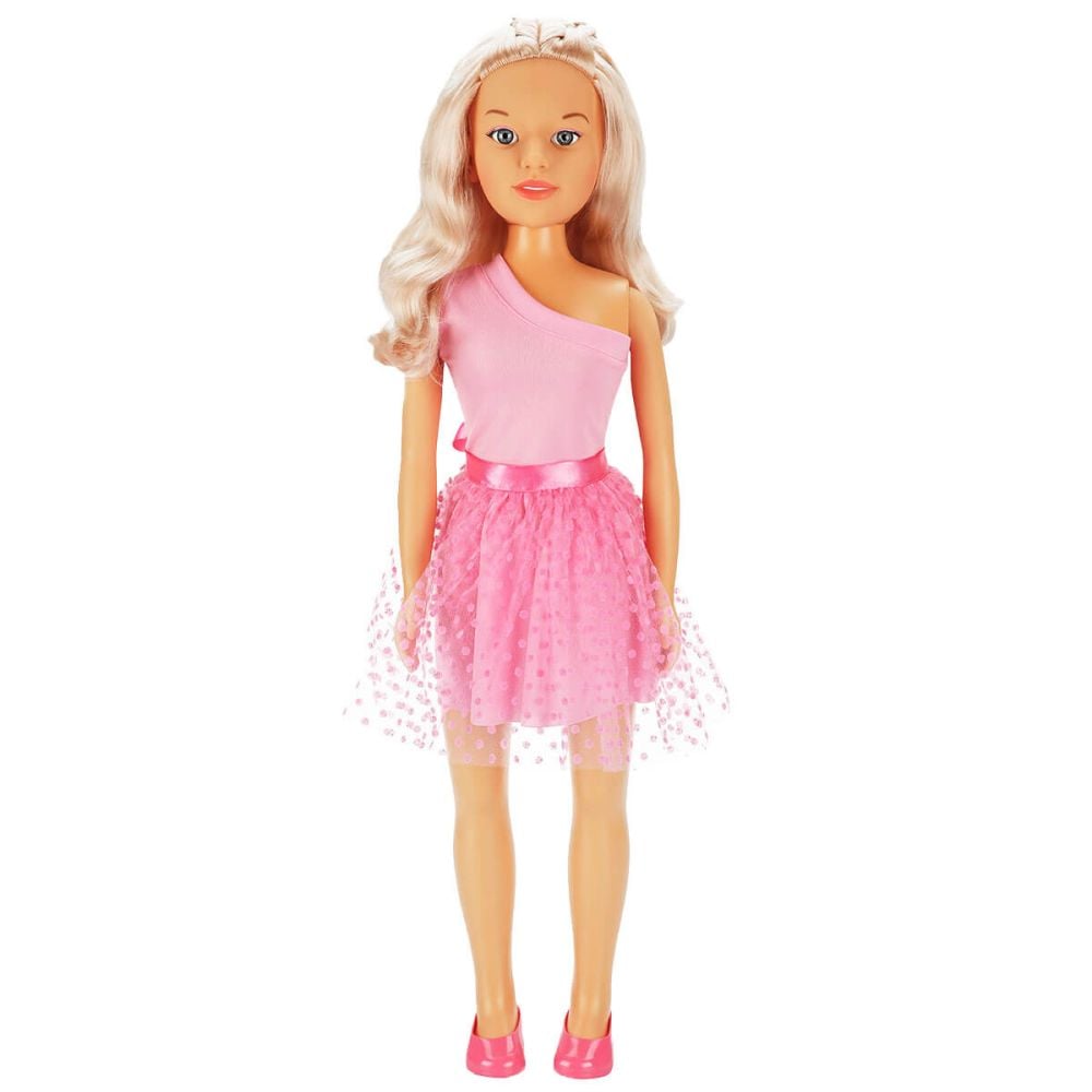 Papusa Clara in tinuta de petrecere, Dollz n More, cu rochie roz, 80 cm