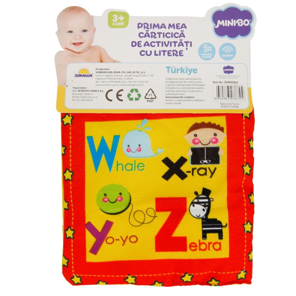 Prima mea carticica cu activitati, Minibo, Litere