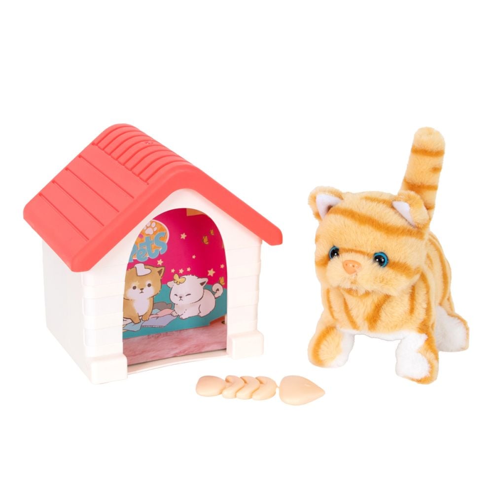 Jucarie de plus interactiva, Puffy Friends, Pisicuta cu casuta