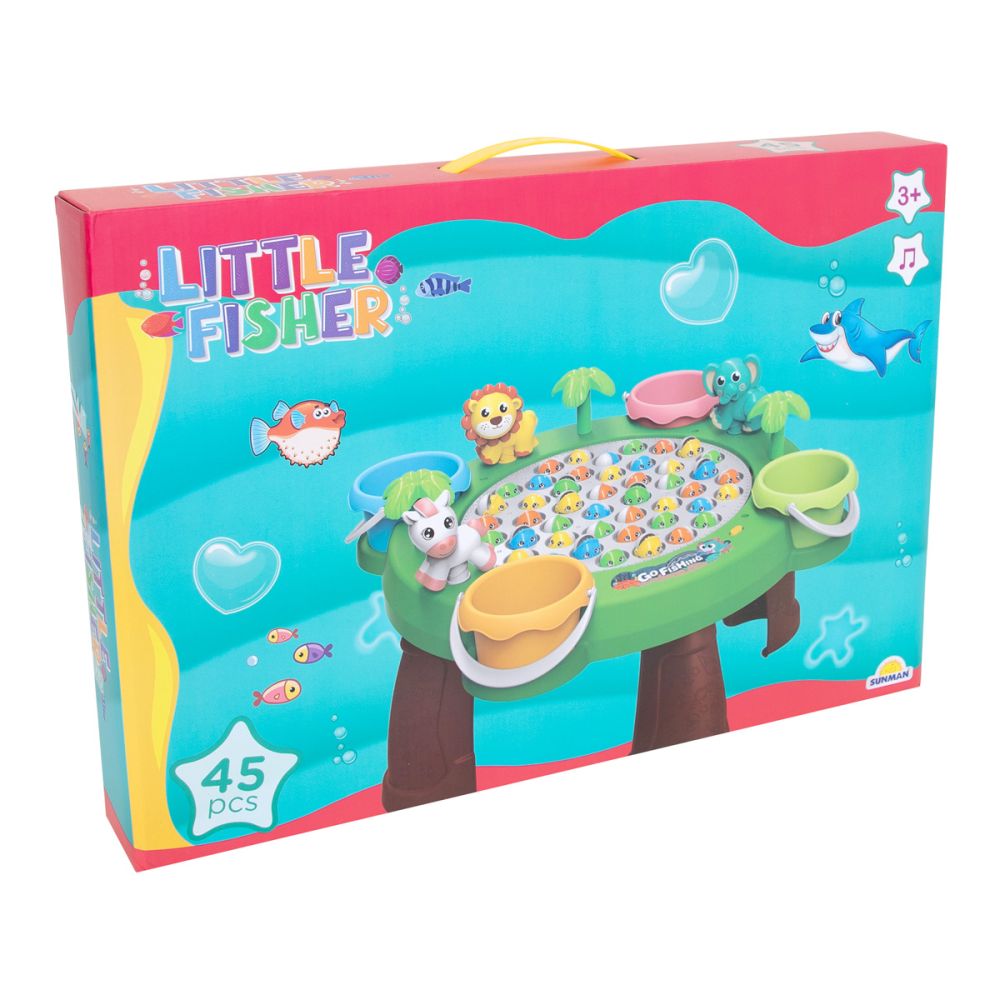 Set interactiv de pescuit cu masuta, Little Fisher, 45 piese