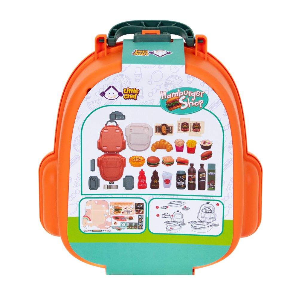 Set de joaca in gentuta, Little Chef, Hamburger Shop, 26 piese