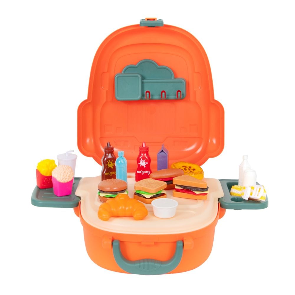 Set de joaca in gentuta, Little Chef, Hamburger Shop, 26 piese