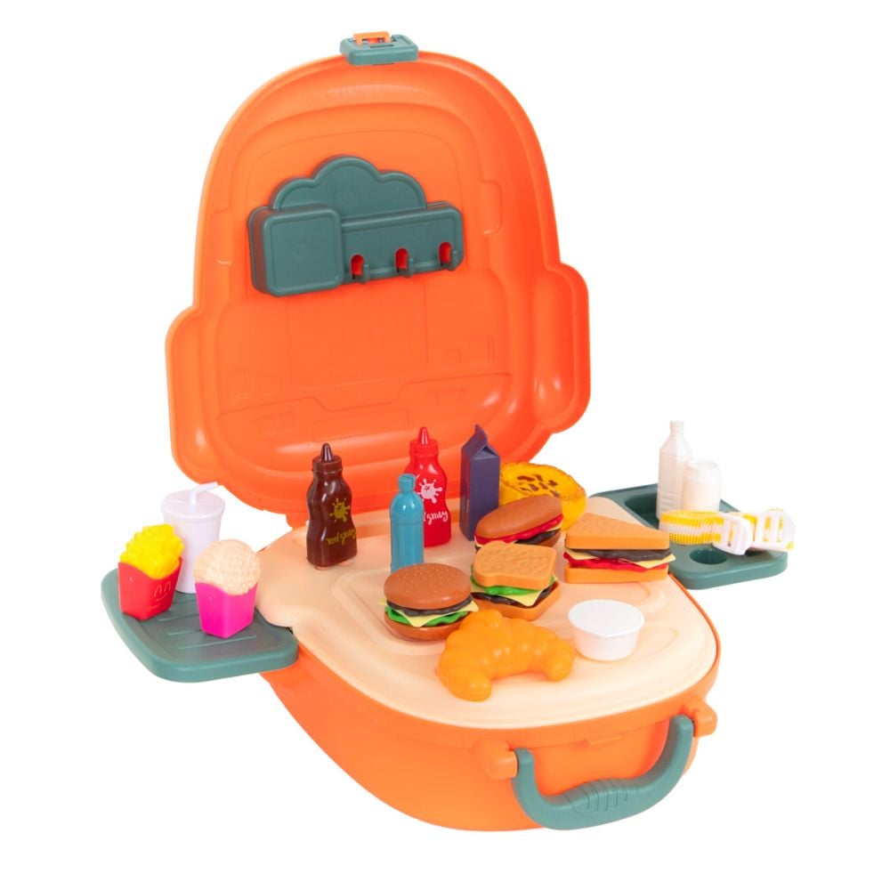 Set de joaca in gentuta, Little Chef, Hamburger Shop, 26 piese